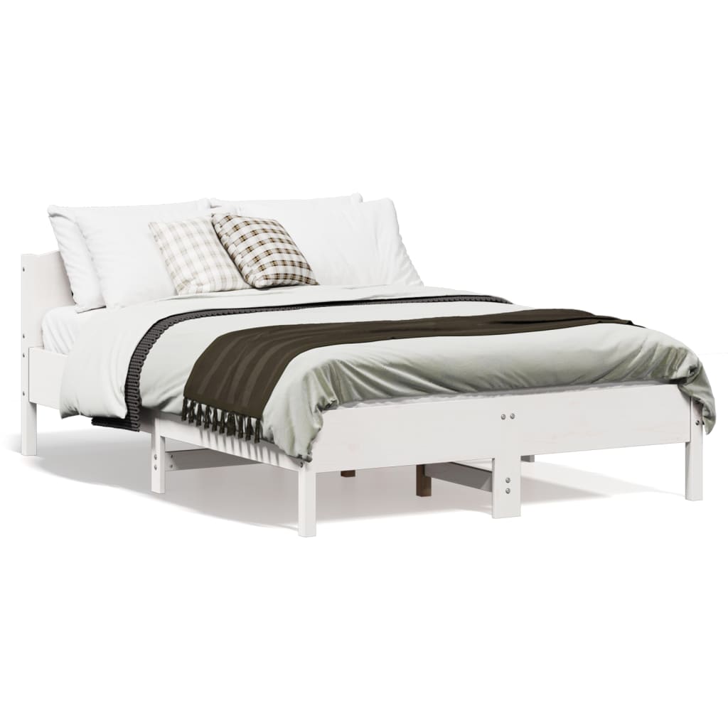 sengeramme uden madras 120x190 cm massivt fyrretræ hvid