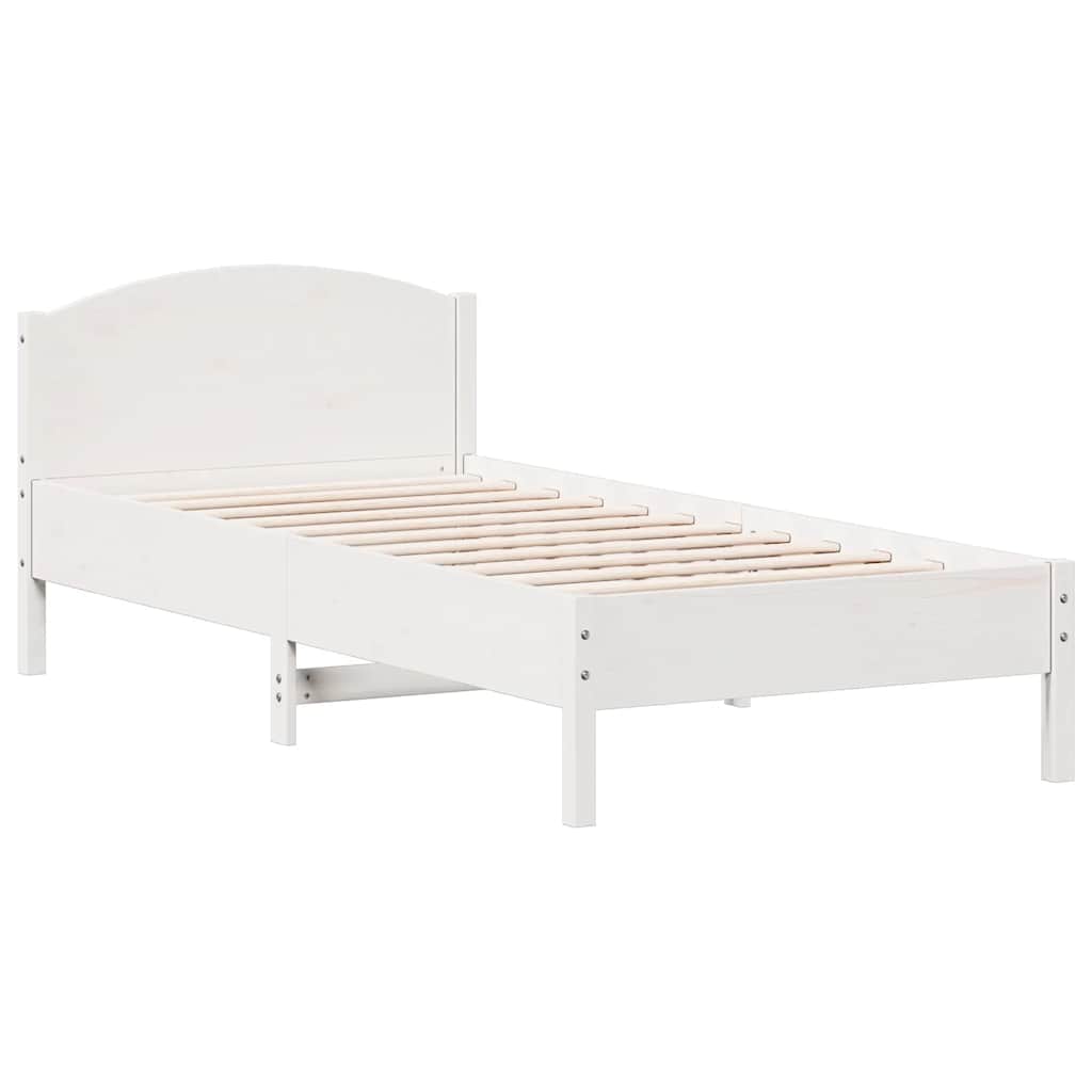 sengeramme uden madras 100x200 cm massivt fyrretræ hvid