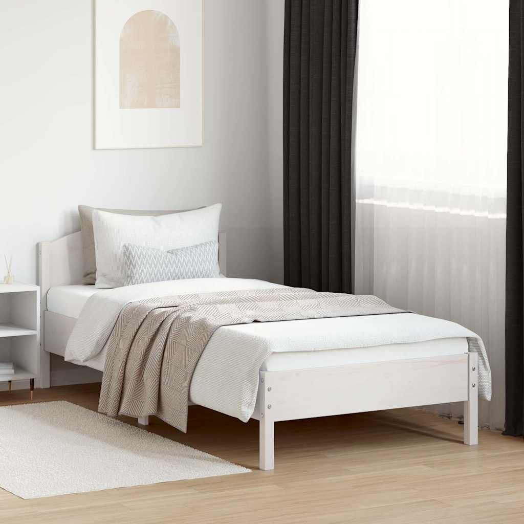 sengeramme uden madras 100x200 cm massivt fyrretræ hvid
