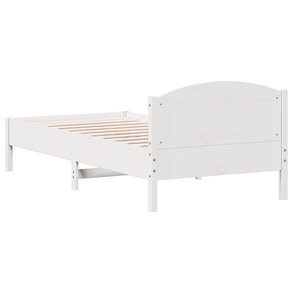 sengeramme uden madras 100x200 cm massivt fyrretræ hvid