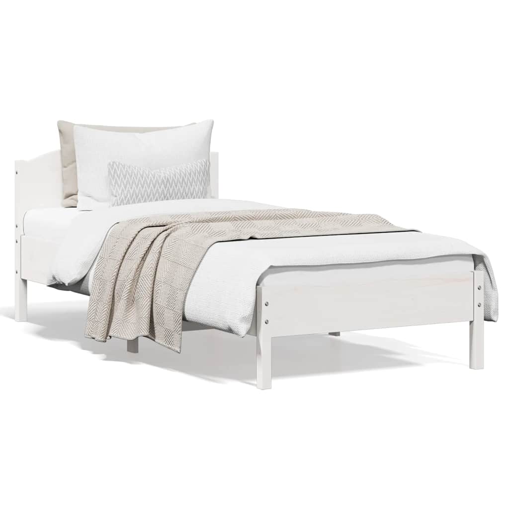 sengeramme uden madras 100x200 cm massivt fyrretræ hvid