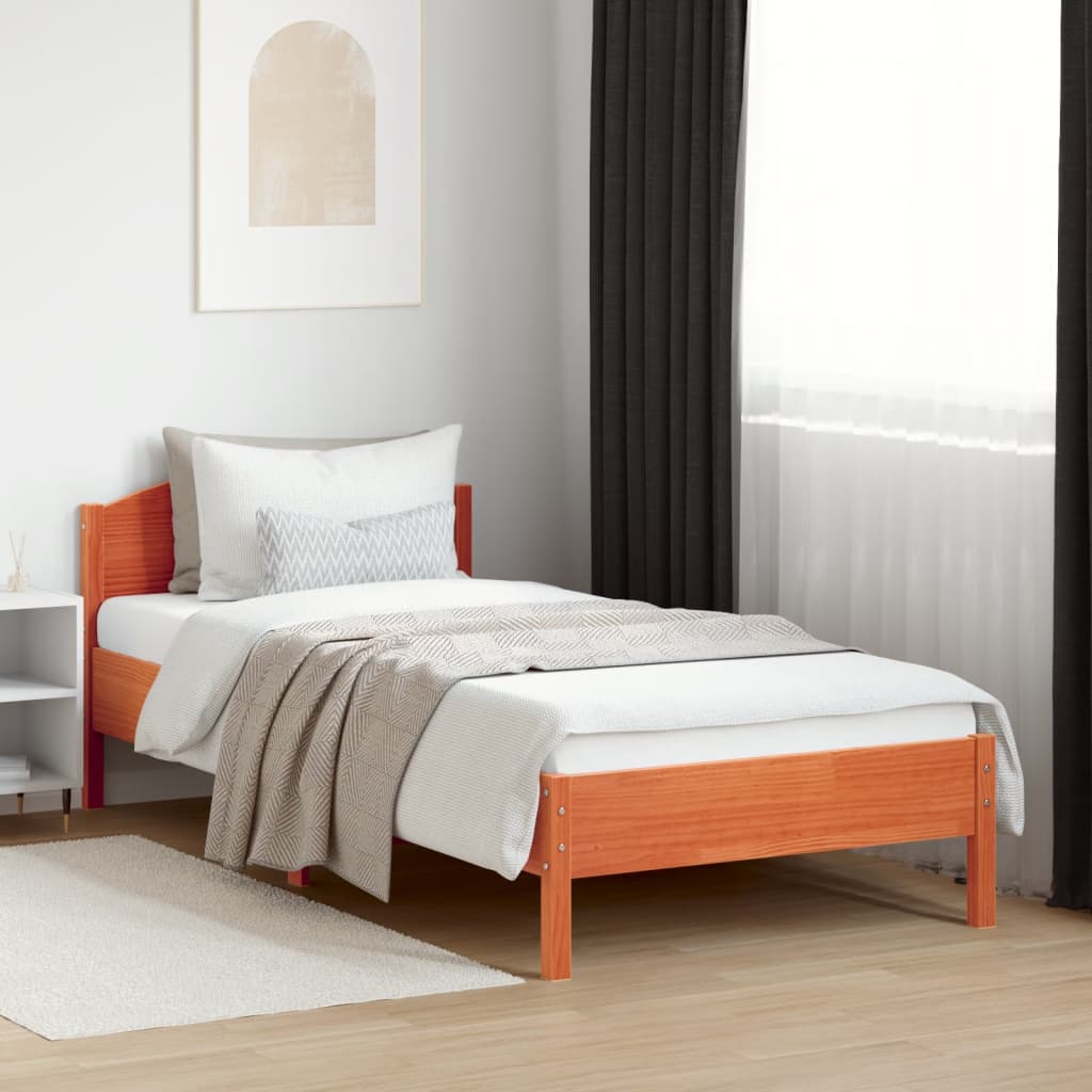 sengeramme uden madras 100x200 cm massivt fyrretræ gyldenbrun