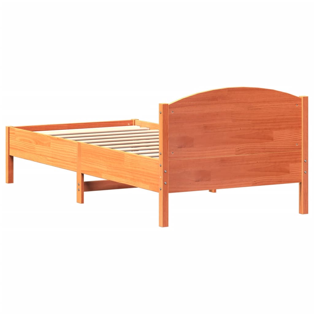 sengeramme uden madras 100x200 cm massivt fyrretræ gyldenbrun