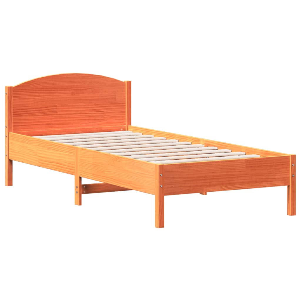 sengeramme uden madras 90x200 cm massivt fyrretræ gyldenbrun