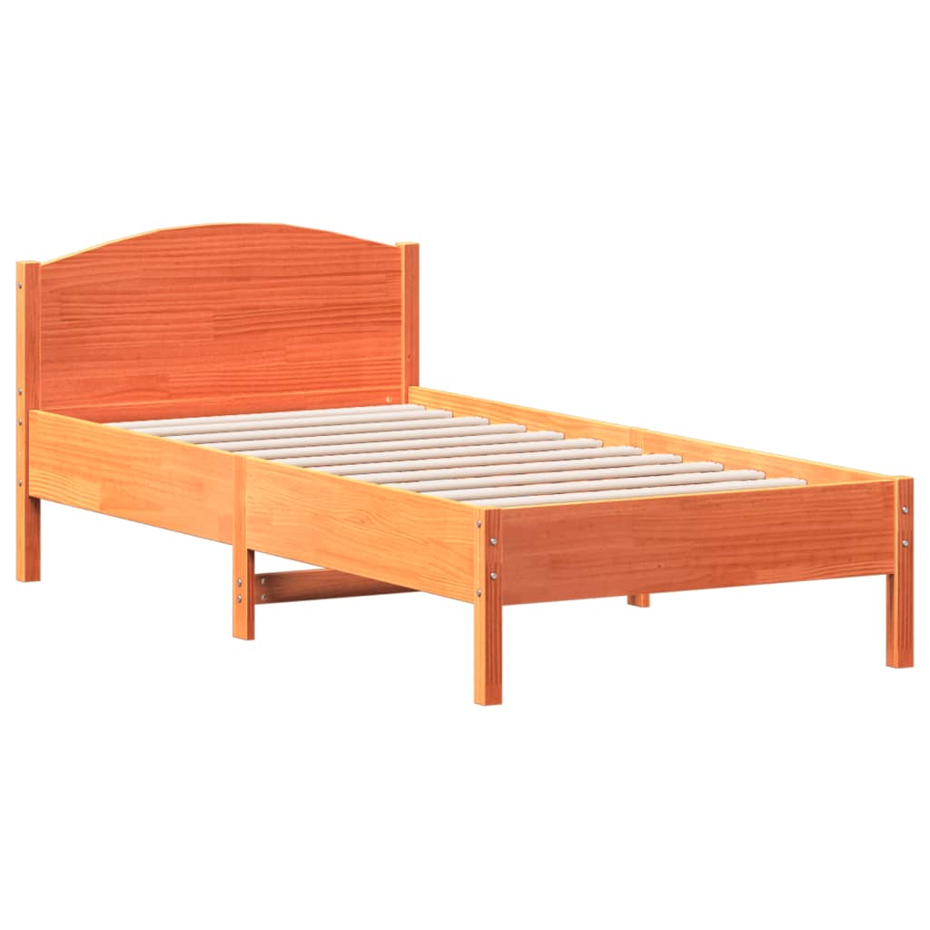 sengeramme uden madras 90x190 cm massivt fyrretræ gyldenbrun