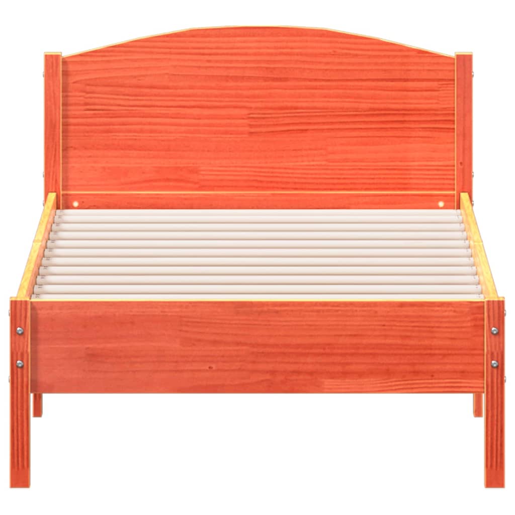 sengeramme uden madras 90x190 cm massivt fyrretræ gyldenbrun