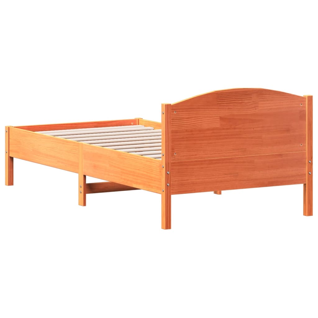 sengeramme uden madras 90x190 cm massivt fyrretræ gyldenbrun
