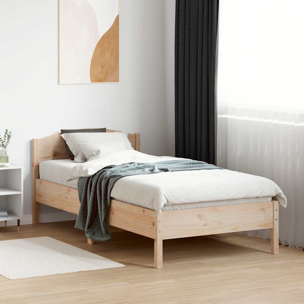 sengeramme uden madras 75x190 cm massivt fyrretræ