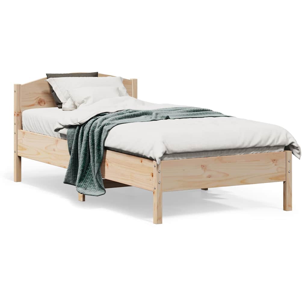 sengeramme uden madras 75x190 cm massivt fyrretræ