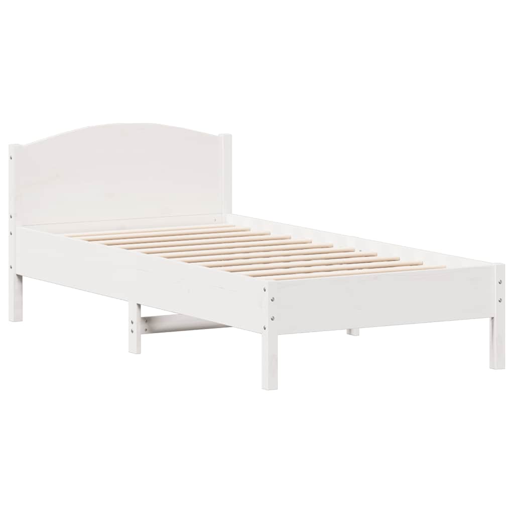 sengeramme uden madras 75x190 cm massivt fyrretræ hvid