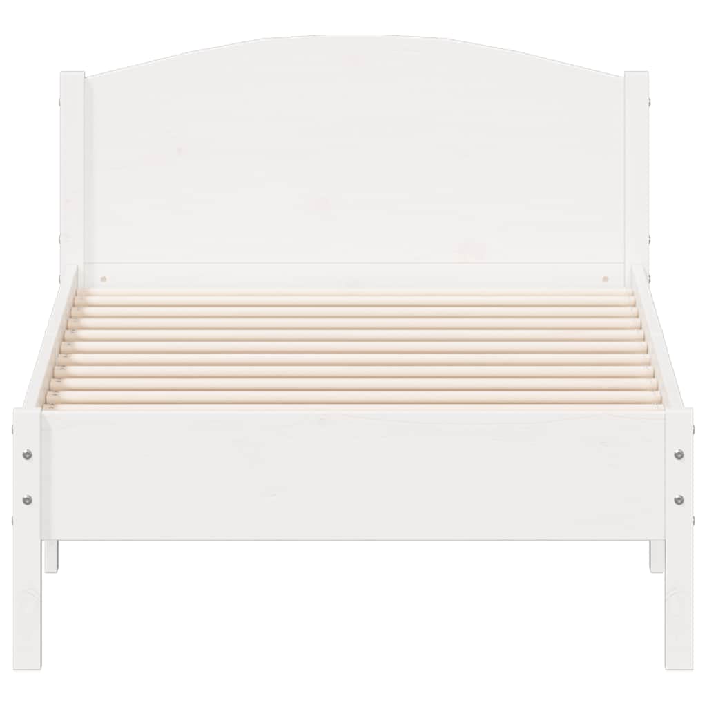 sengeramme uden madras 75x190 cm massivt fyrretræ hvid