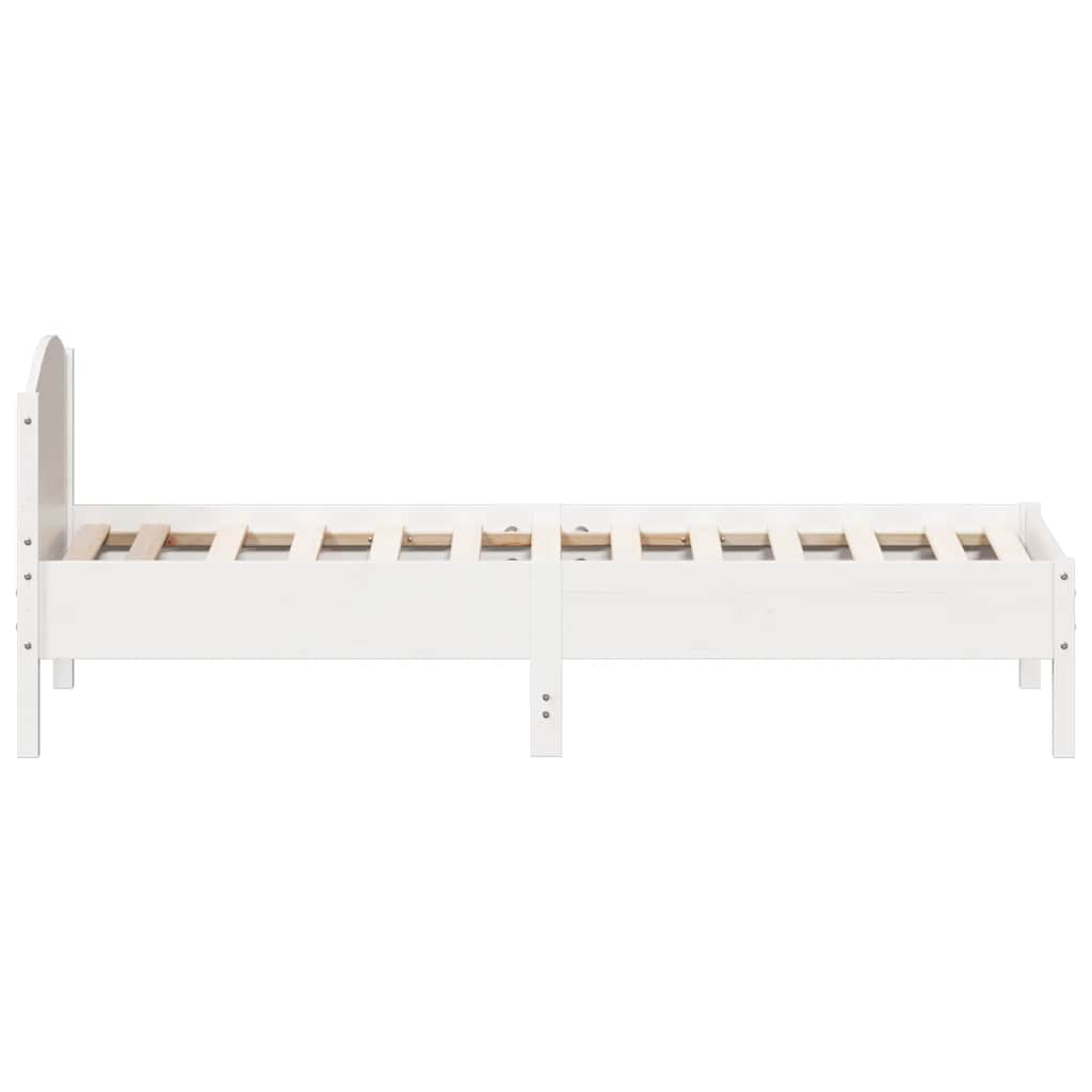 sengeramme uden madras 75x190 cm massivt fyrretræ hvid