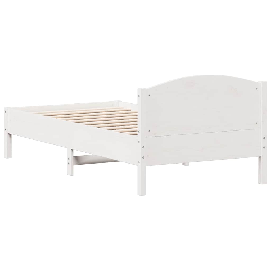 sengeramme uden madras 75x190 cm massivt fyrretræ hvid