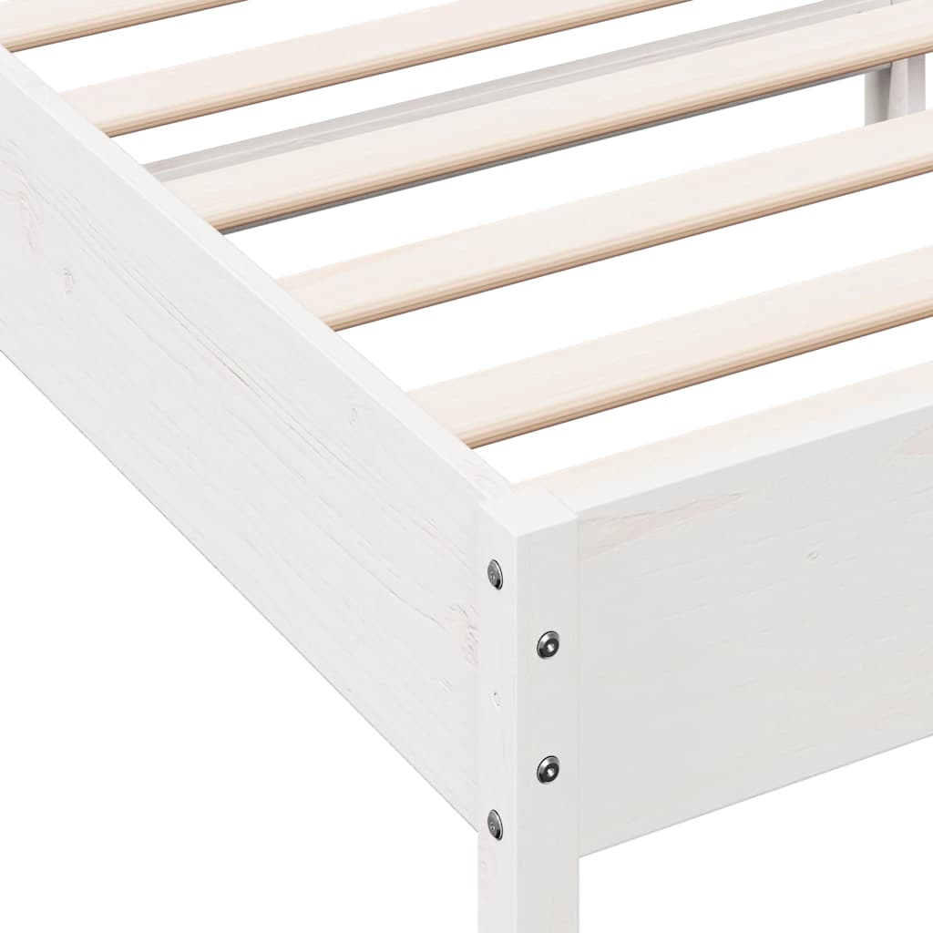sengeramme uden madras 75x190 cm massivt fyrretræ hvid