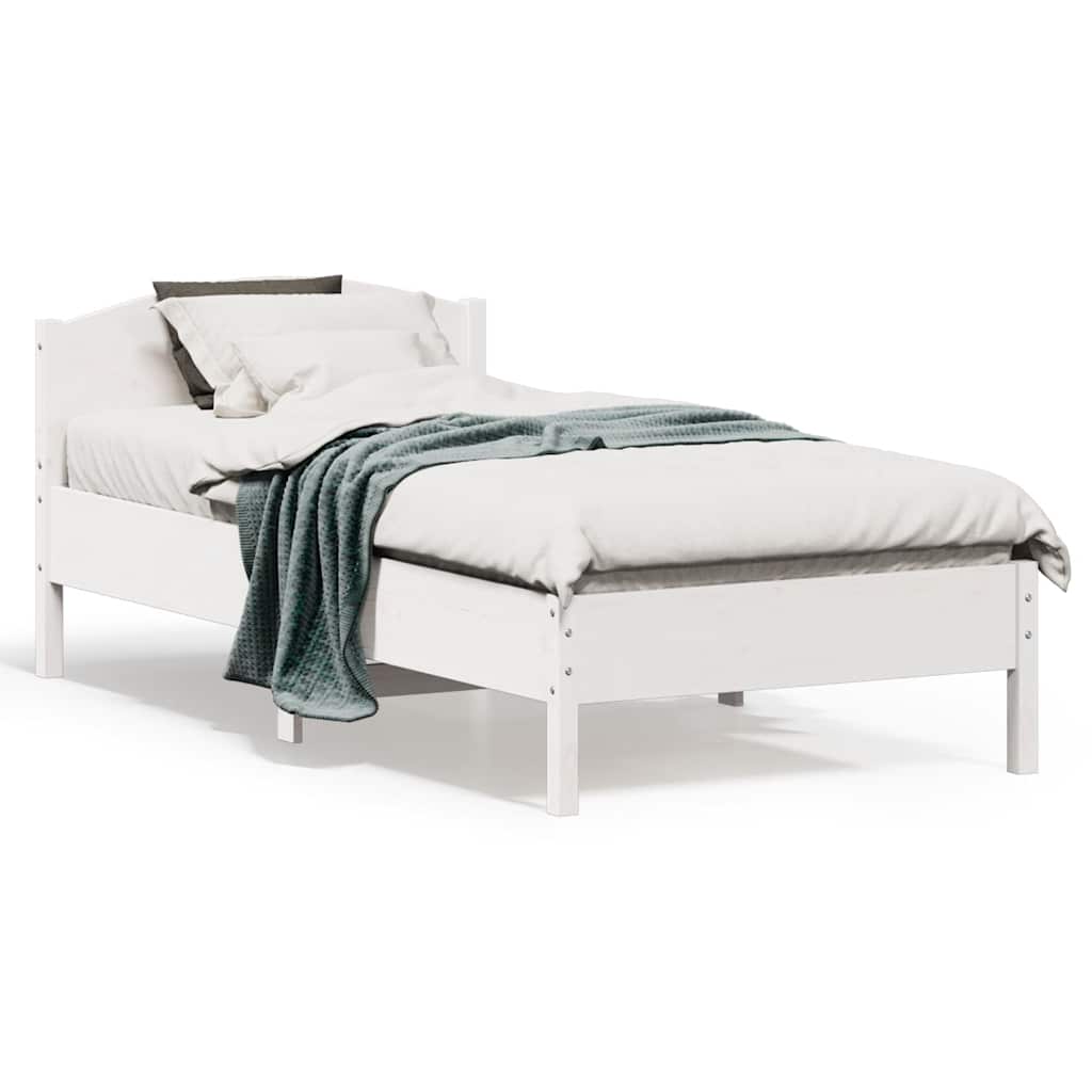 sengeramme uden madras 75x190 cm massivt fyrretræ hvid