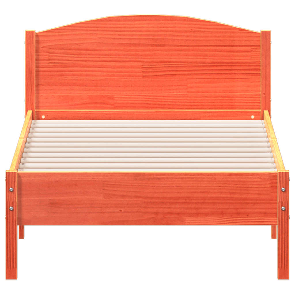 sengeramme uden madras 75x190 cm massivt fyrretræ gyldenbrun