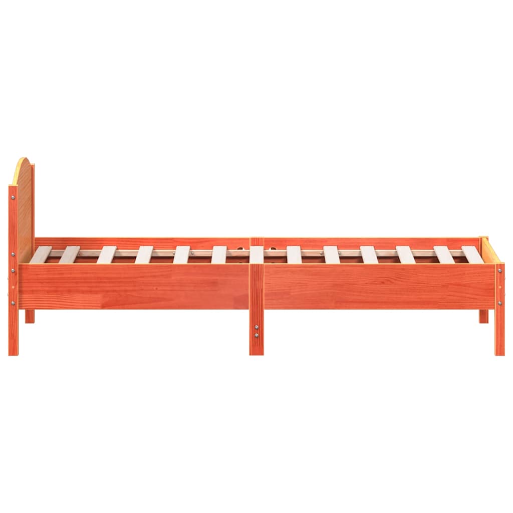 sengeramme uden madras 75x190 cm massivt fyrretræ gyldenbrun