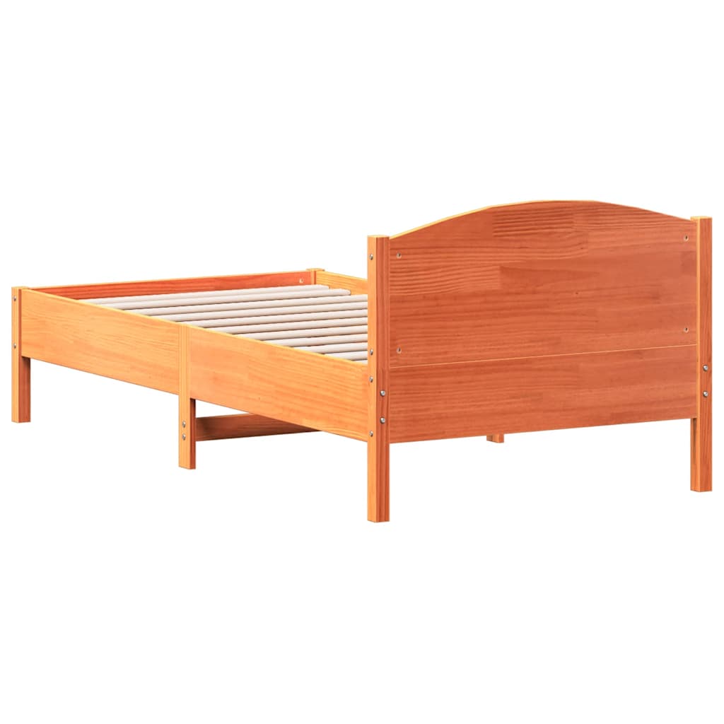 sengeramme uden madras 75x190 cm massivt fyrretræ gyldenbrun