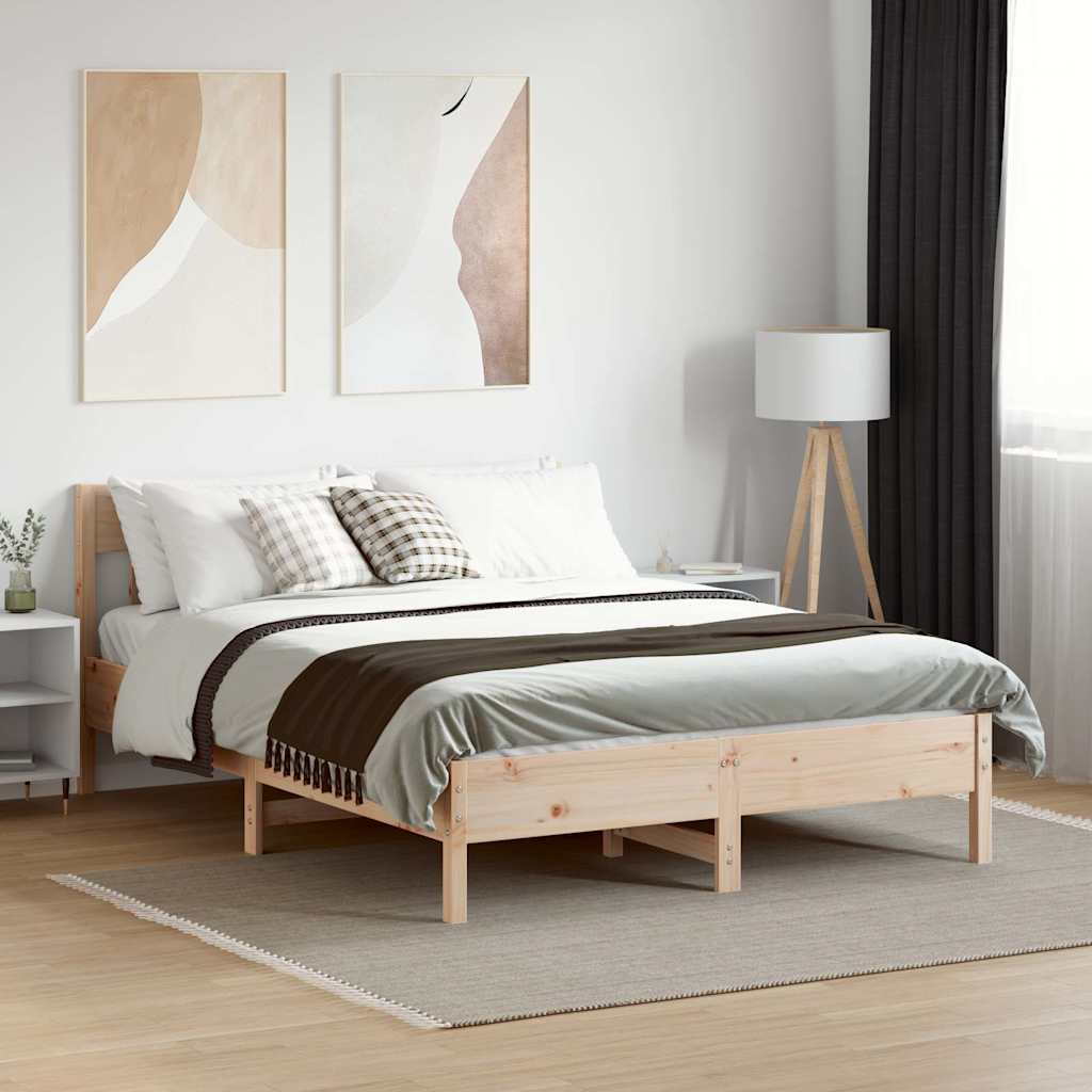 sengeramme uden madras 150x200 cm massivt fyrretræ