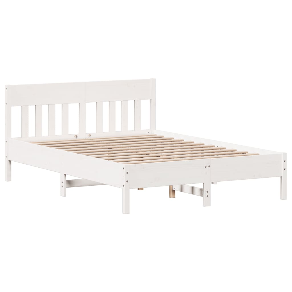 sengeramme uden madras 150x200 cm massivt fyrretræ hvid