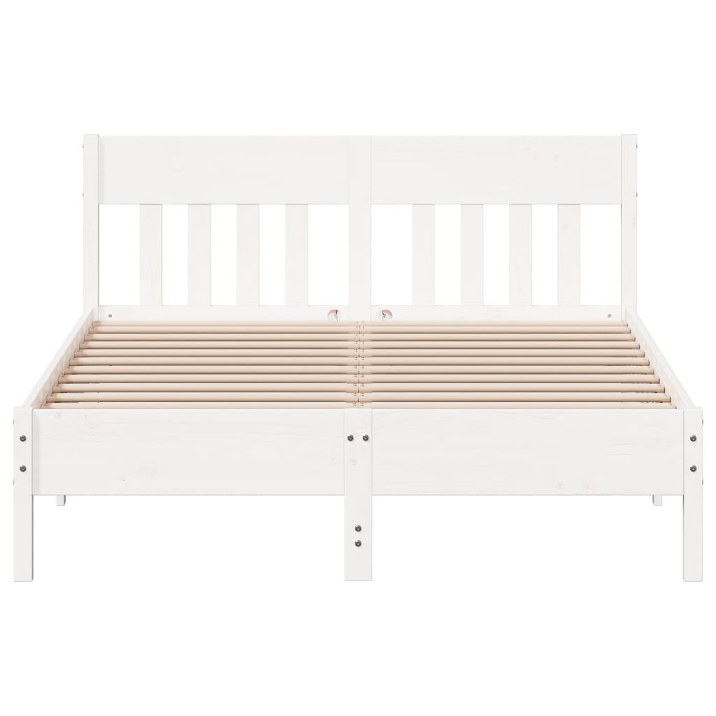sengeramme uden madras 150x200 cm massivt fyrretræ hvid