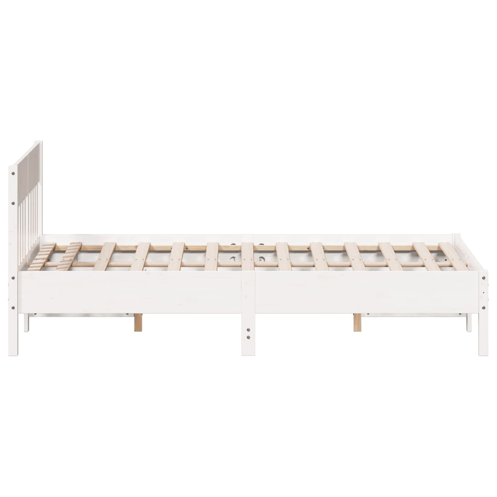 sengeramme uden madras 150x200 cm massivt fyrretræ hvid