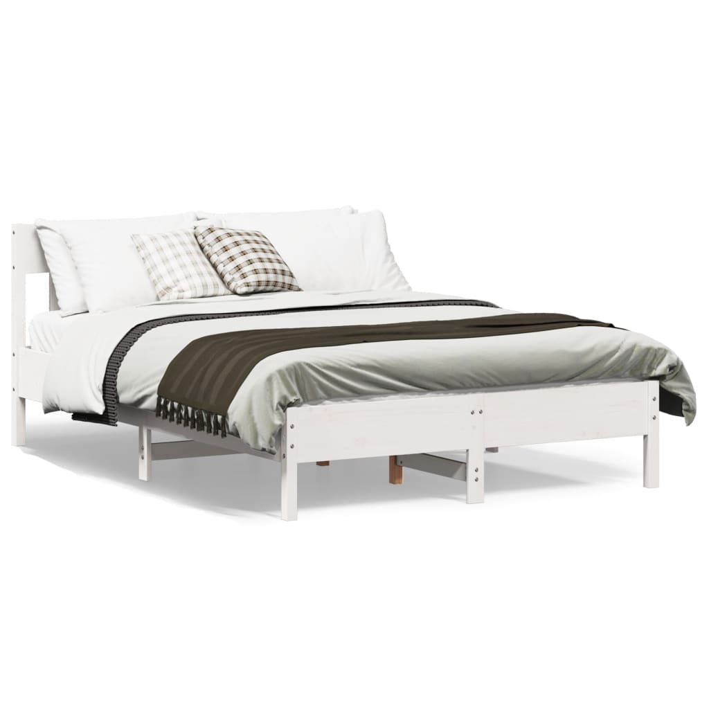 sengeramme uden madras 150x200 cm massivt fyrretræ hvid