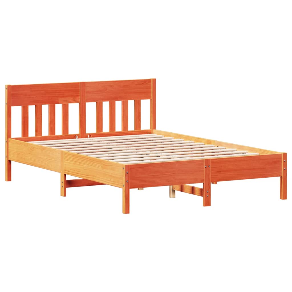 sengeramme uden madras 150x200 cm massivt fyrretræ gyldenbrun