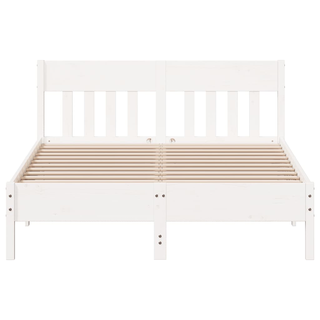sengeramme uden madras 140x200 cm massivt fyrretræ hvid