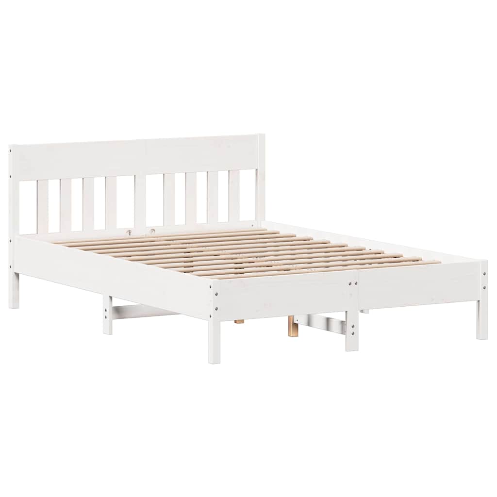 sengeramme uden madras 120x200 cm massivt fyrretræ hvid