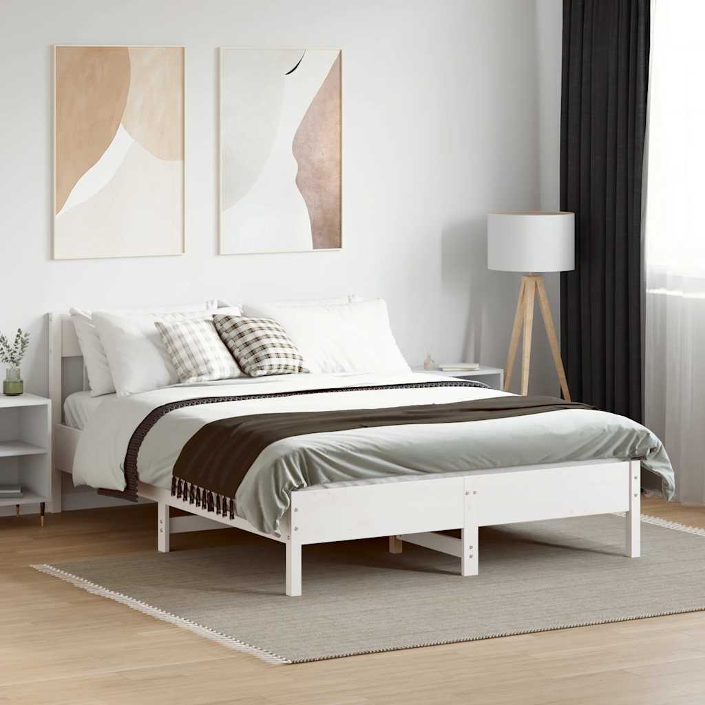 sengeramme uden madras 120x200 cm massivt fyrretræ hvid