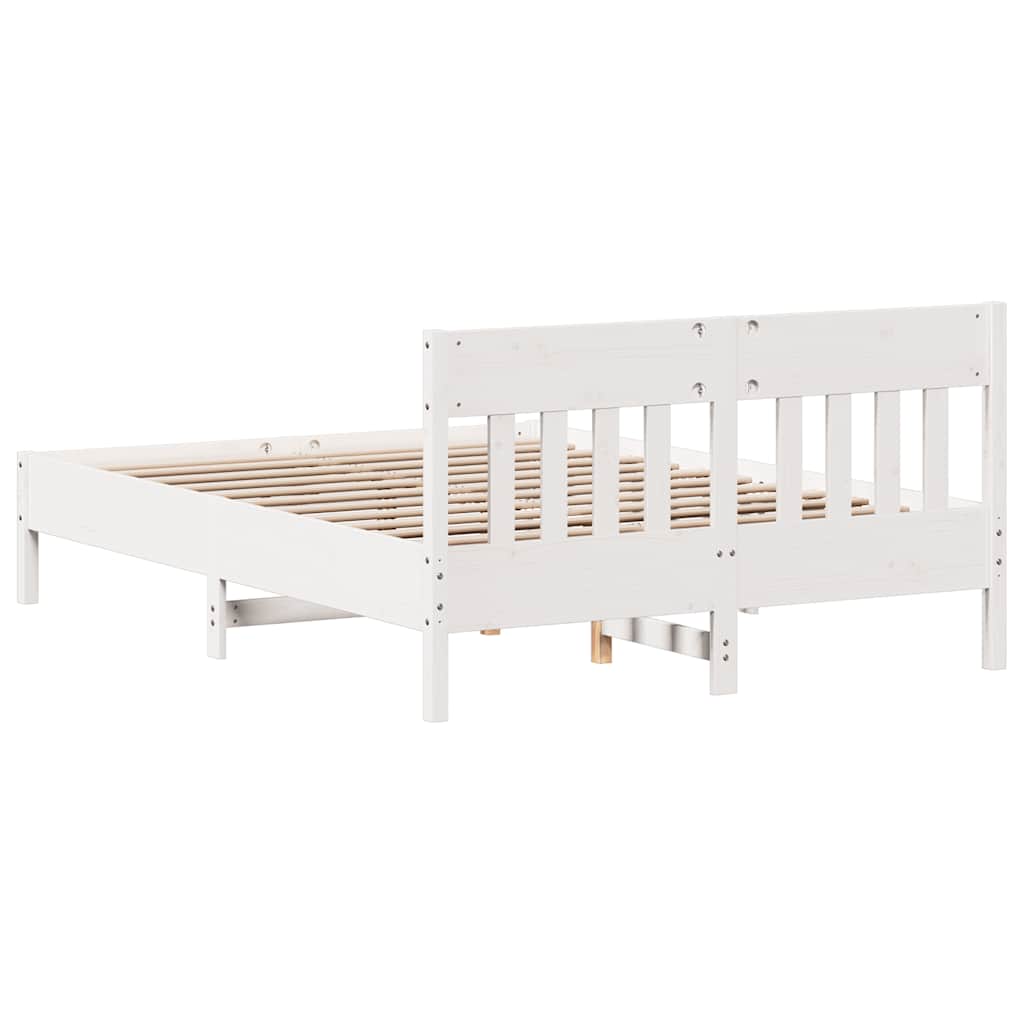 sengeramme uden madras 120x200 cm massivt fyrretræ hvid