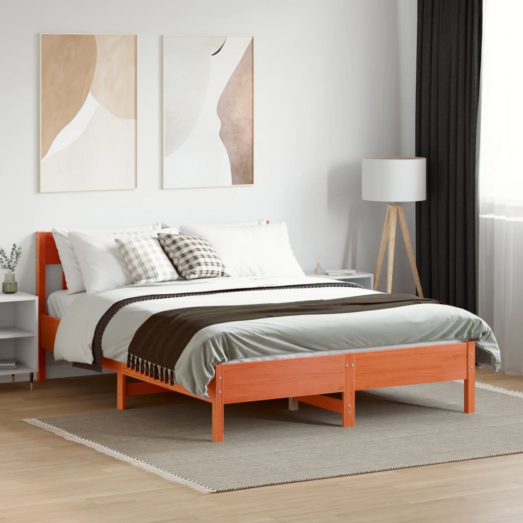 sengeramme uden madras 120x200 cm massivt fyrretræ gyldenbrun