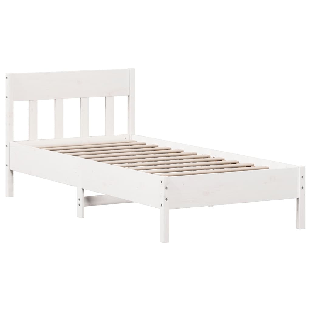 sengeramme uden madras 90x200 cm massivt fyrretræ hvid