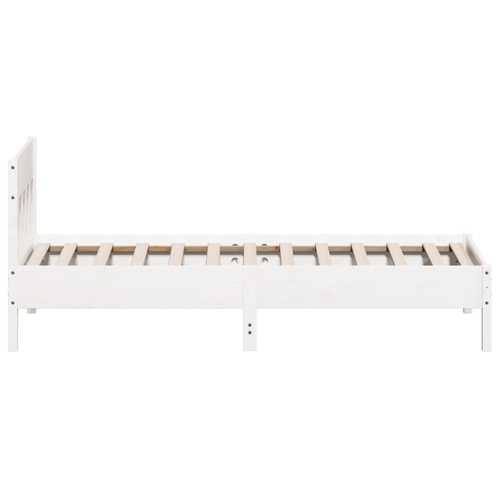 sengeramme uden madras 90x200 cm massivt fyrretræ hvid