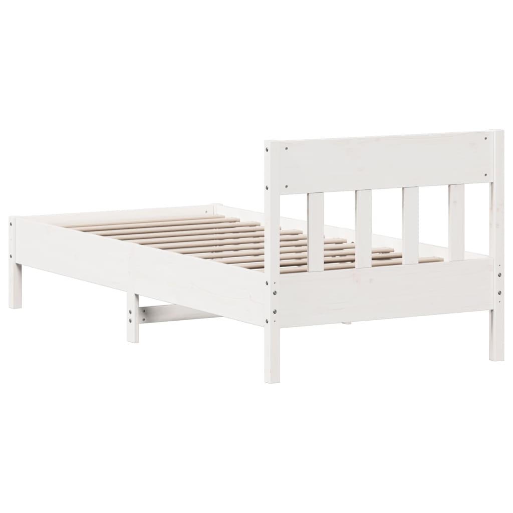 sengeramme uden madras 90x200 cm massivt fyrretræ hvid