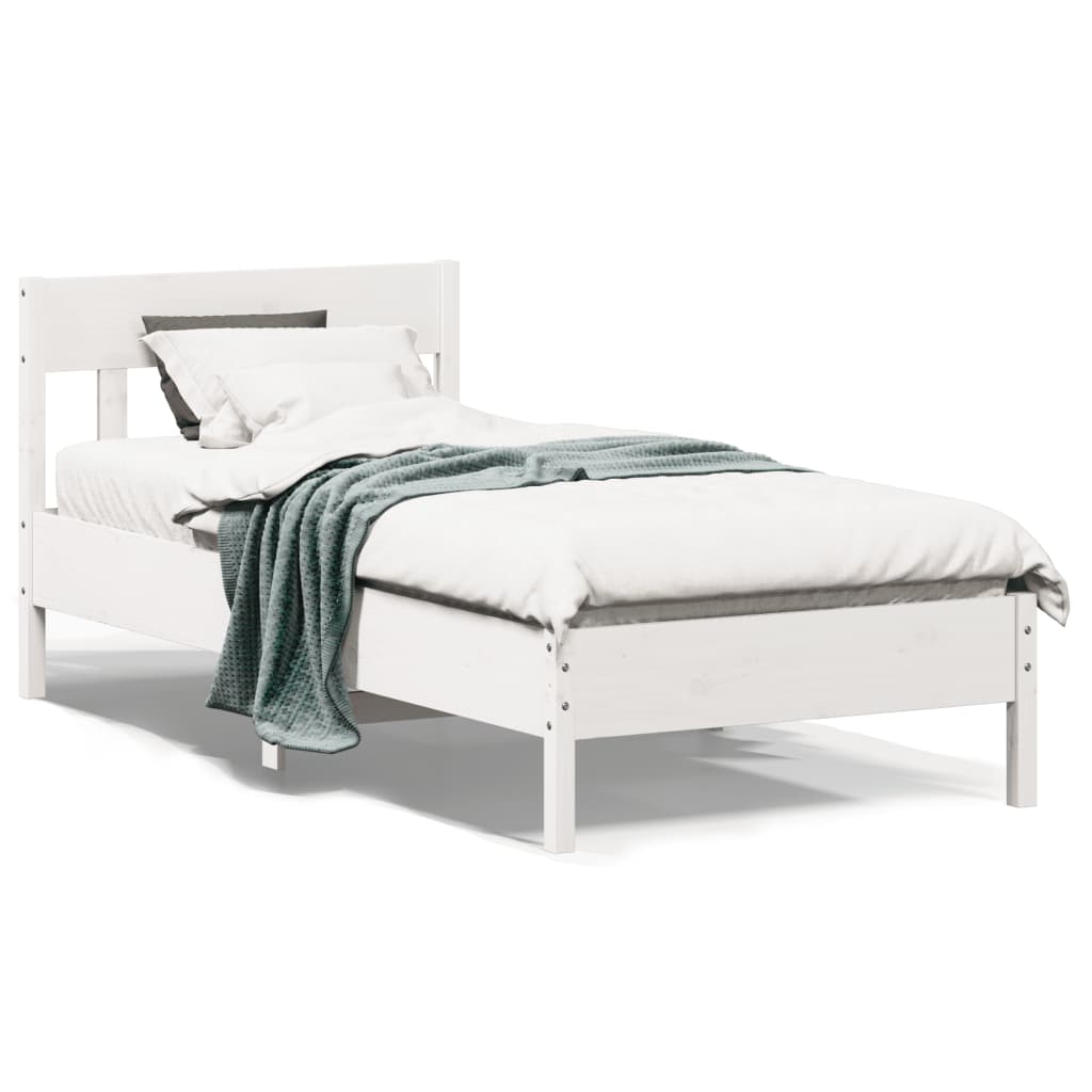 sengeramme uden madras 90x200 cm massivt fyrretræ hvid