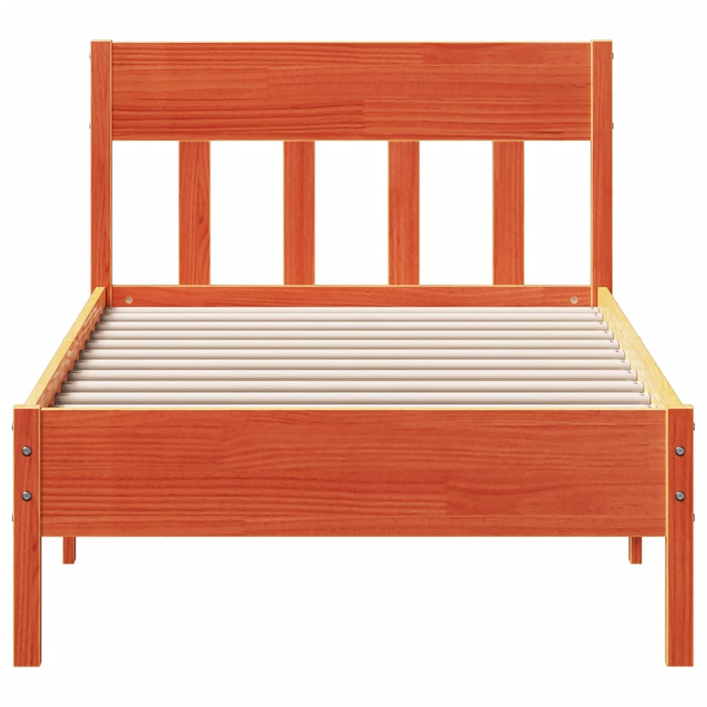 sengeramme uden madras 90x200 cm massivt fyrretræ gyldenbrun