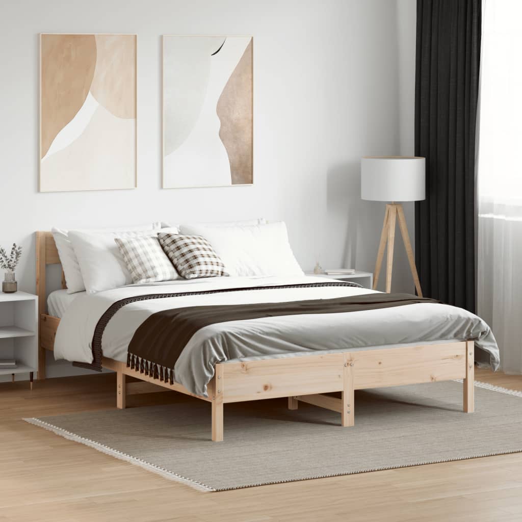 sengeramme uden madras 140x190 cm massivt fyrretræ