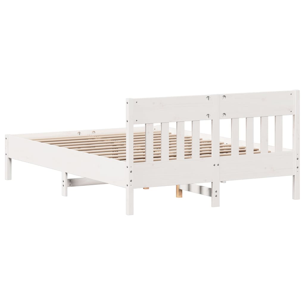 sengeramme uden madras 140x190 cm massivt fyrretræ hvid
