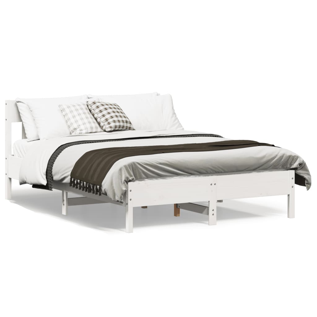 sengeramme uden madras 140x190 cm massivt fyrretræ hvid