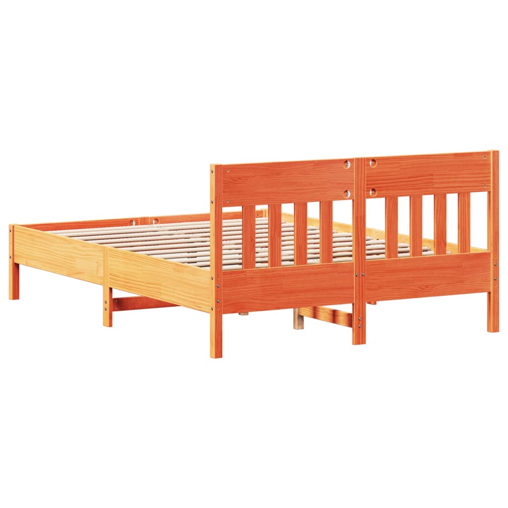 sengeramme uden madras 140x190 cm massivt fyrretræ gyldenbrun