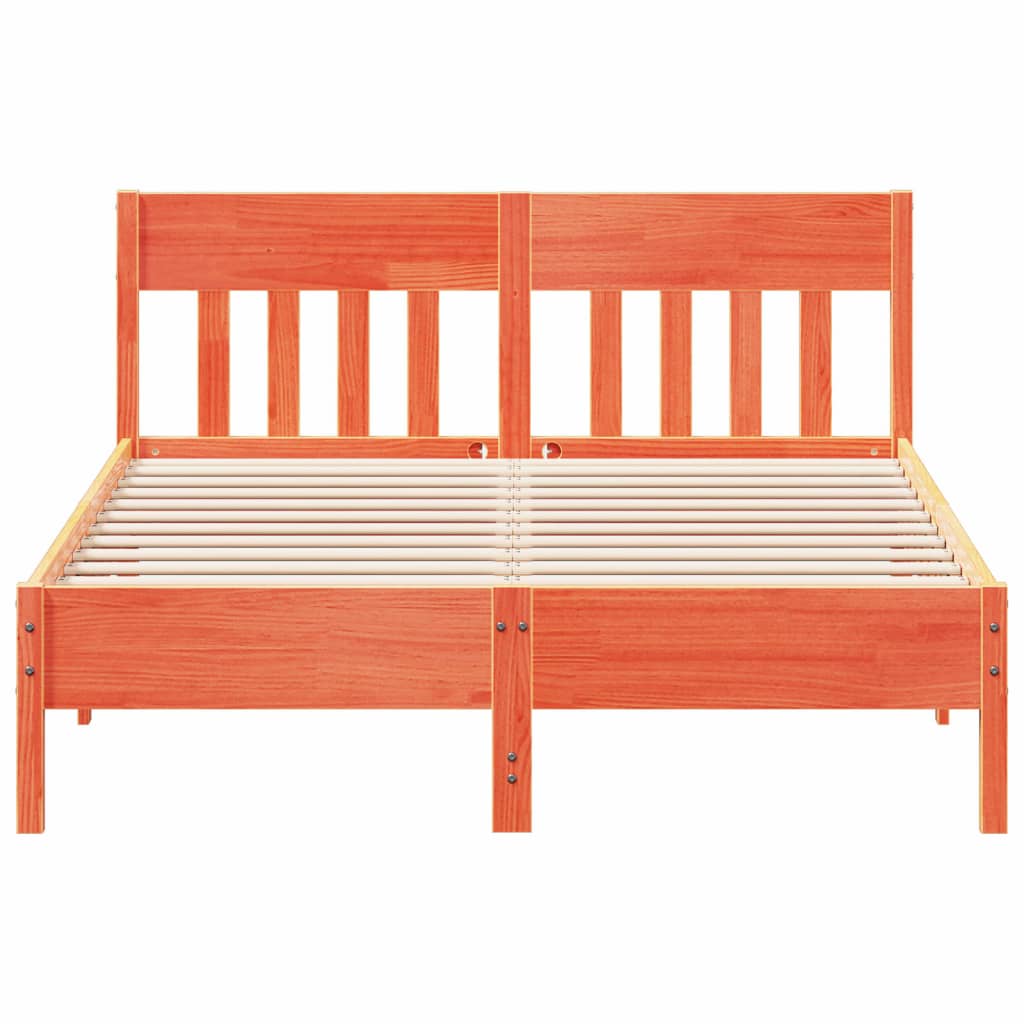 sengeramme uden madras 135x190 cm massivt fyrretræ brun