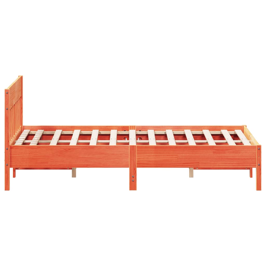 sengeramme uden madras 135x190 cm massivt fyrretræ brun