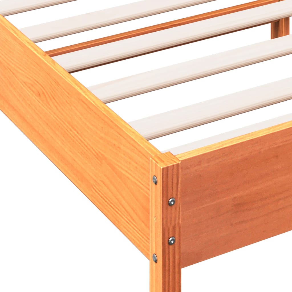 sengeramme uden madras 135x190 cm massivt fyrretræ brun