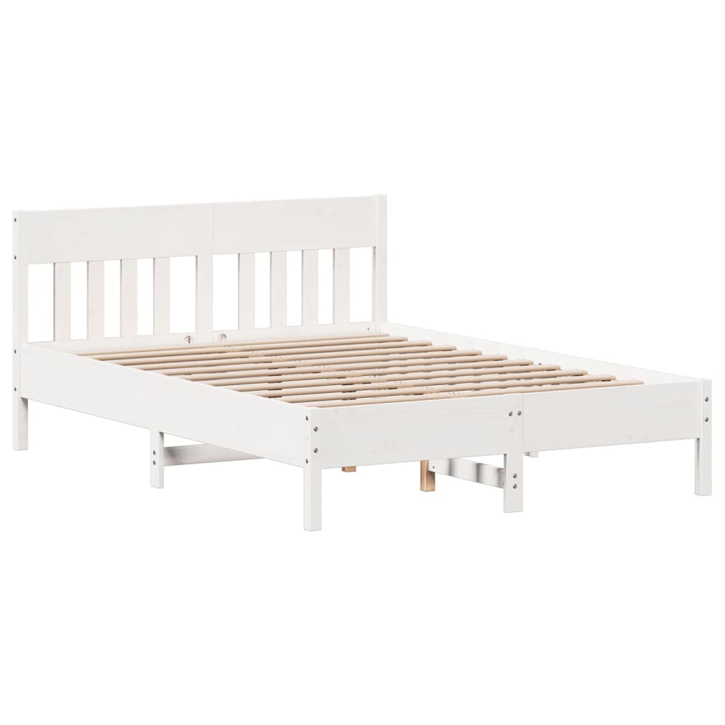 sengeramme uden madras 120x190 cm massivt fyrretræ hvid