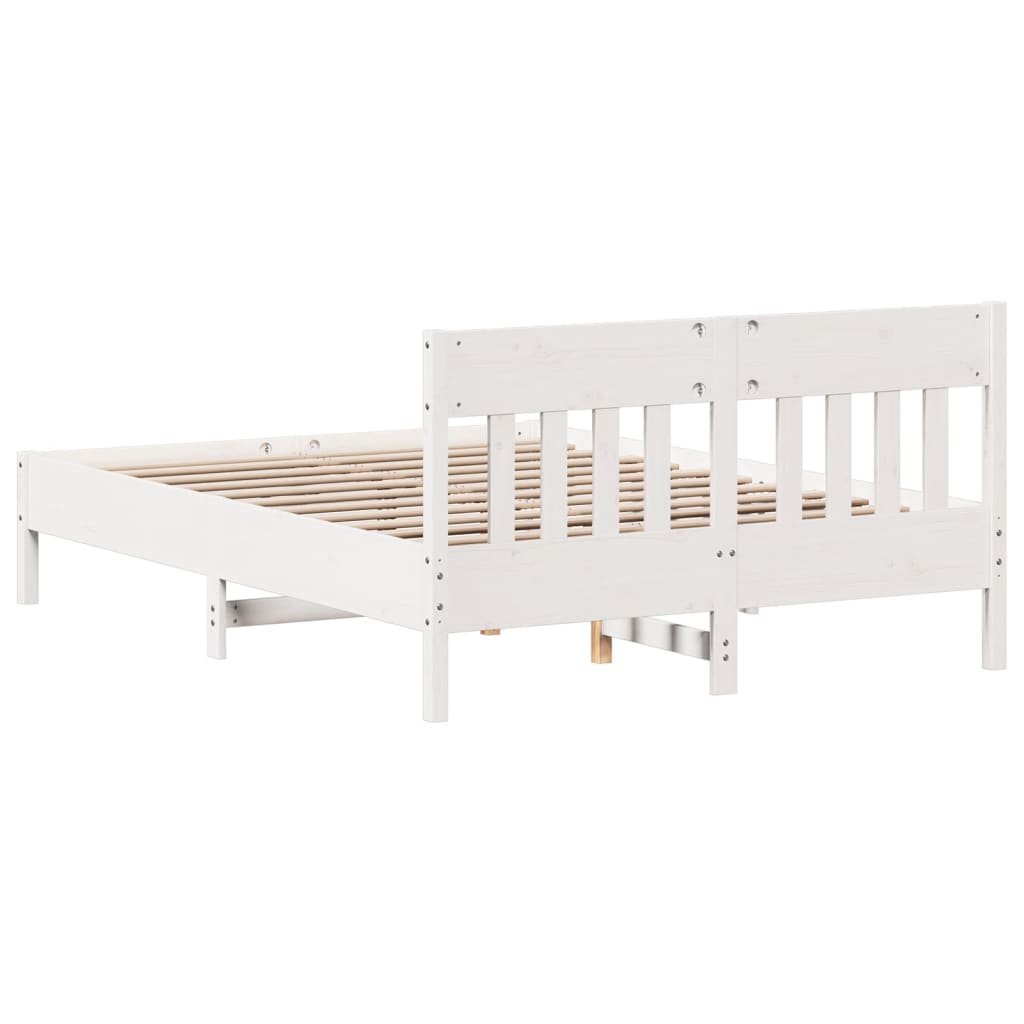 sengeramme uden madras 120x190 cm massivt fyrretræ hvid