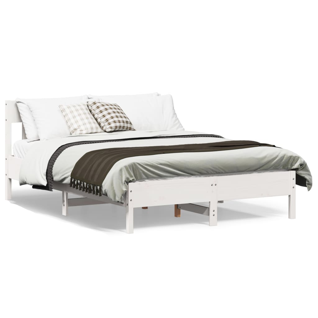 sengeramme uden madras 120x190 cm massivt fyrretræ hvid