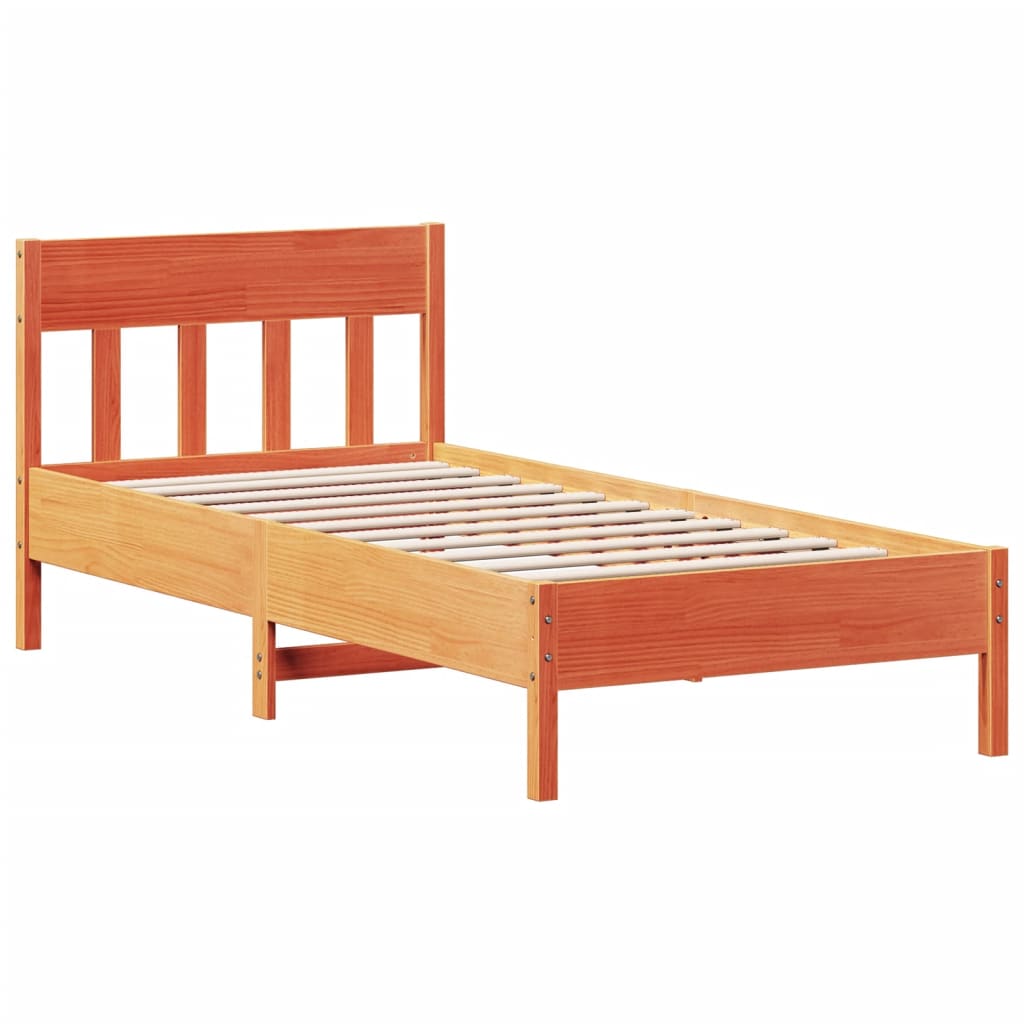 sengeramme uden madras 90x190 cm massivt fyrretræ gyldenbrun