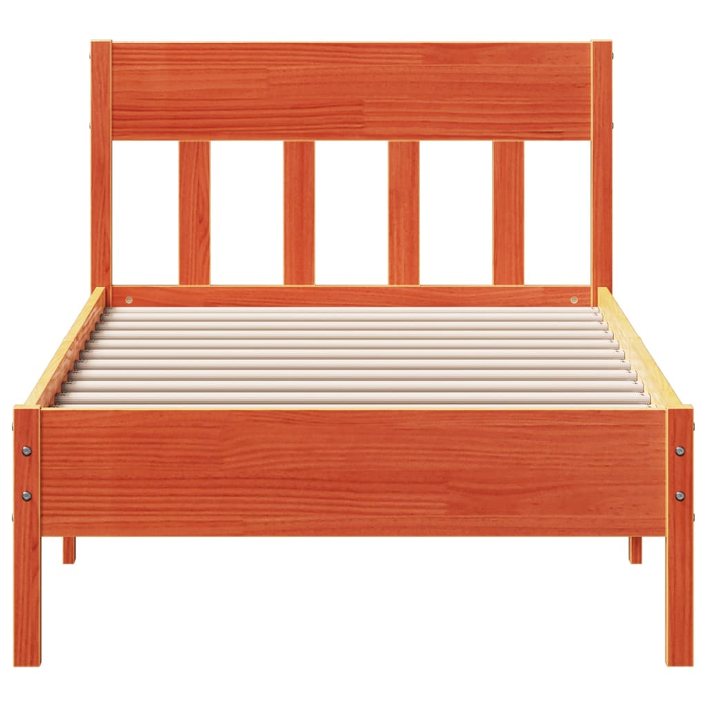 sengeramme uden madras 90x190 cm massivt fyrretræ gyldenbrun